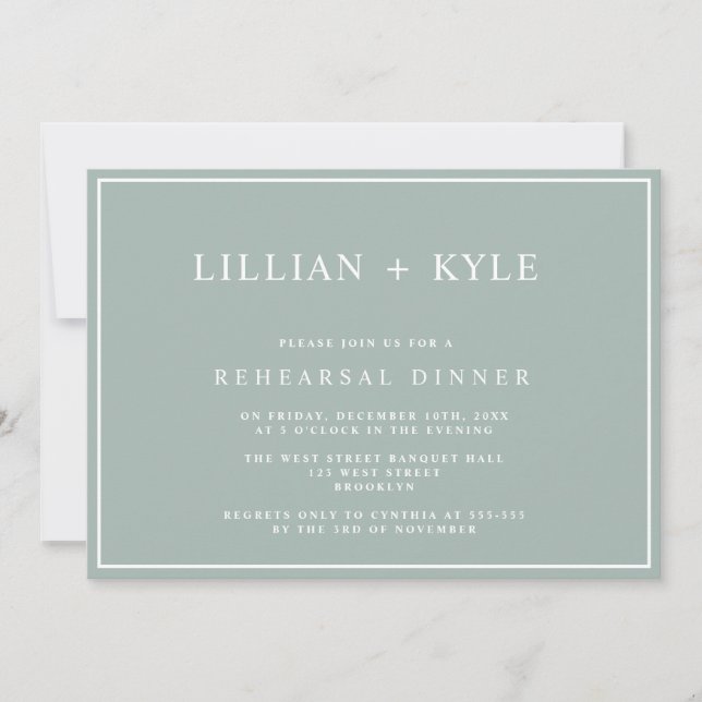 Sage Green Simple Chic Rehearsal Dinner Invitation (Front)