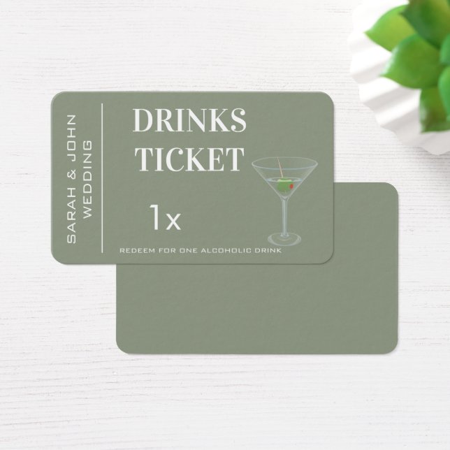 Sage Green Simple Drink Ticket Wedding Reception  (Desk)
