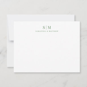 Sage Green Simple Elegant Couple Monogram Card