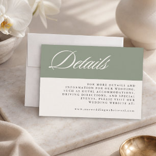 Sage Green Simple Elegant Minimal Wedding Enclosure Card