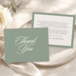 Sage Green Simple Elegant Minimal Wedding Thank You Card