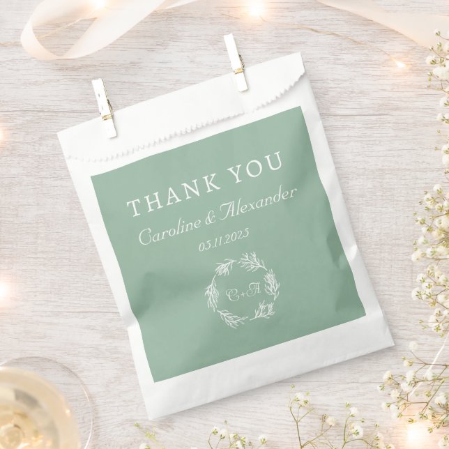 Sage Green Simple Elegant Modern Script Wedding Favour Bags (Clipped)