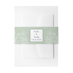 Sage Green Simple Elegant Modern Wedding Invitation Belly Band
