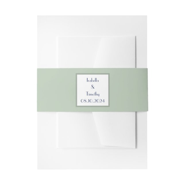 Sage Green Simple Elegant Modern Wedding Invitation Belly Band (Front Example)