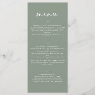 sage green simple elegant script wedding menu