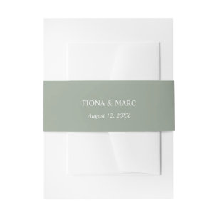 Sage green simple elegant wedding invitation belly band