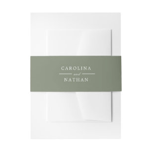 Sage Green Simple Elegant Wedding Names Invitation Belly Band