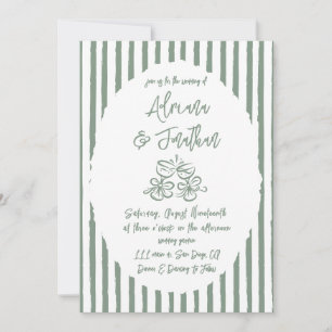 Sage Green Simple Hand Drawn Wedding Invitation