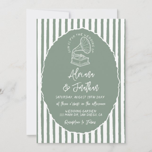 Sage Green Simple Hand Painted Wedding Invitation (Front)