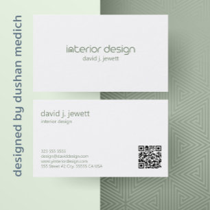 Sage Green Simple Interior Design Logo Business Card