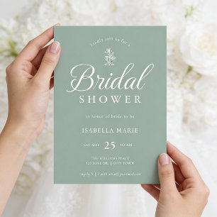 Sage Green Simple Minimal Bridal Shower Invitation