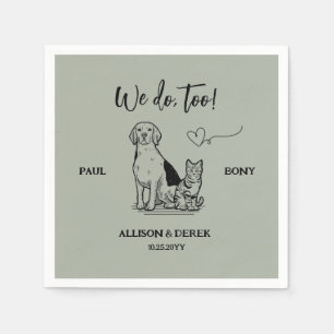 Sage Green Simple Minimalist Dog Cat Pet Wedding Napkin