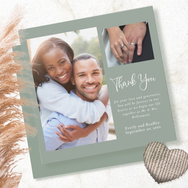 Sage Green Simple Minimalist Wedding Thank You  Invitation (Creator Uploaded)