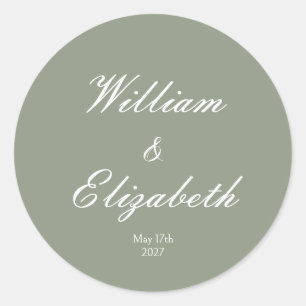 Sage Green Simple Minimalistic Wedding Sticker
