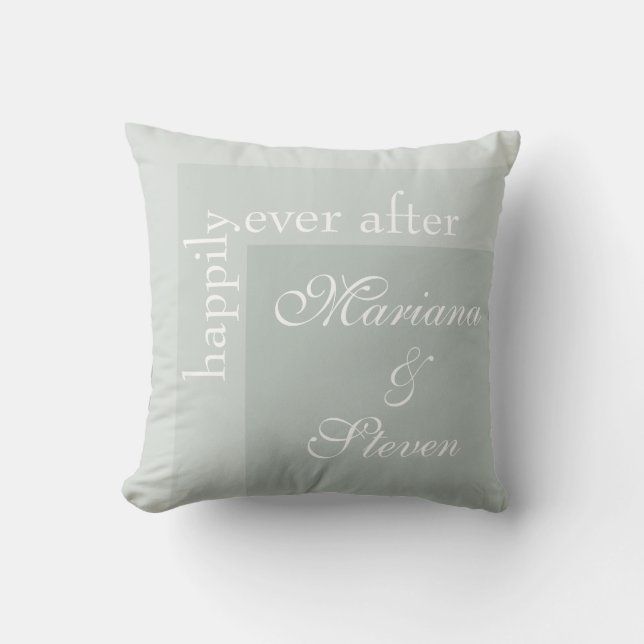 Sage Green Simple Modern Chic Script Wedding Cushion (Front)