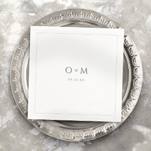 Sage Green Simple Modern Classy Wedding Monogram Napkin