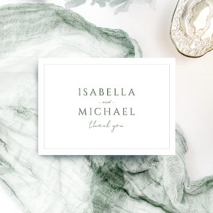 Sage Green Simple Modern Classy Wedding Thank You Card
