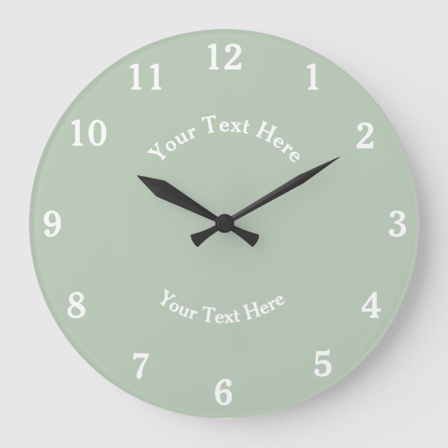 Sage Green Simple Modern Elegant  Large Clock (Front)