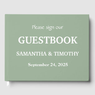Sage Green Simple Modern Minimalist Wedding Guest Book