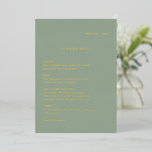 Sage Green Simple Modern Wedding Foil Menu<br><div class="desc">Modern style foil wedding menu featuring a simple yet elegant design.</div>