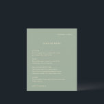 Sage Green Simple Modern Wedding Menu<br><div class="desc">Modern style wedding menu featuring a simple yet elegant design.</div>