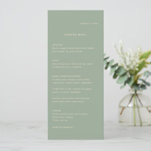 Sage Green Simple Modern Wedding Menu