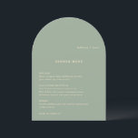 Sage Green Simple Modern Wedding Menu Invitation<br><div class="desc">Modern style arch wedding menu featuring a simple yet elegant design.</div>