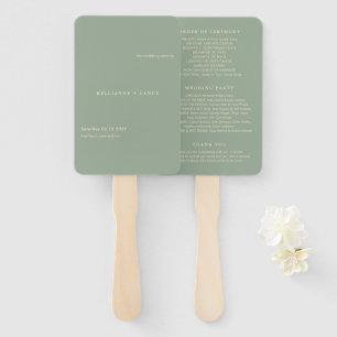 Sage Green Simple Modern Wedding Program Hand Fan