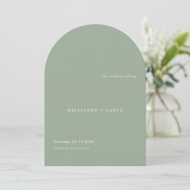 Sage Green Simple Modern Wedding Program Invitation (Standing Front)