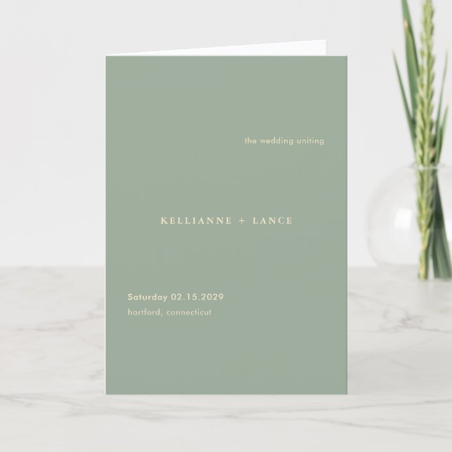 Sage Green Simple Modern Wedding Programme (Front)