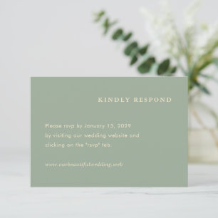 Sage Green Simple Modern Wedding RSVP Card