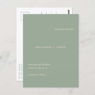 Sage Green Simple Modern Wedding Save the Date Postcard