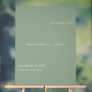 Sage Green Simple Modern Wedding Welcome Acrylic Sign