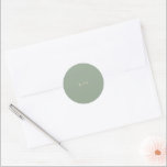 Sage Green Simple Monogram Modern Wedding Classic Round Sticker<br><div class="desc">Modern style wedding stickers featuring a simple yet elegant design.</div>