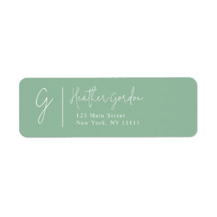 Sage Green Simple Monogram Return Address Label