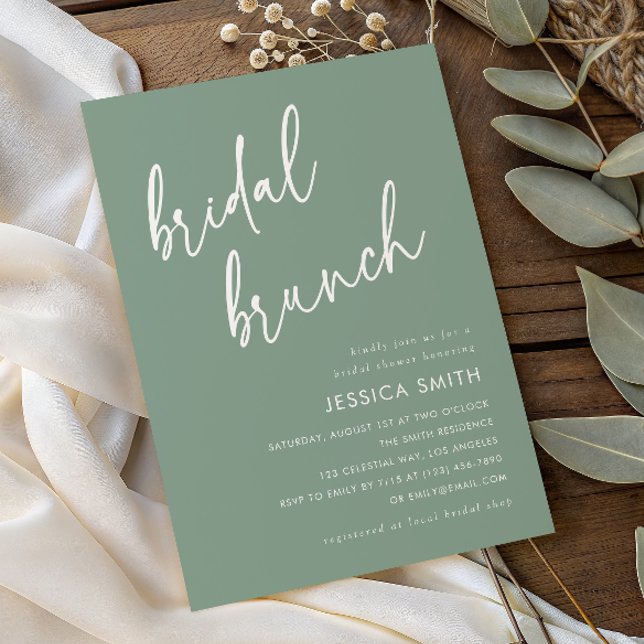 Sage Green Simple Script Bridal Brunch Invitation (Creator Uploaded)