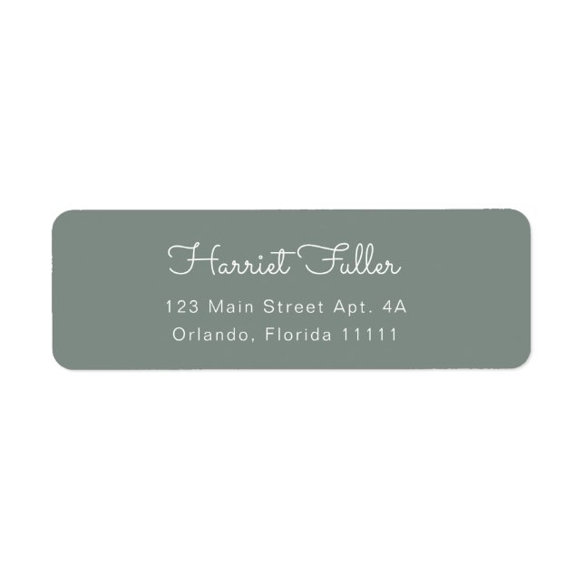 Sage Green Simple Script Return Address Label (Front)