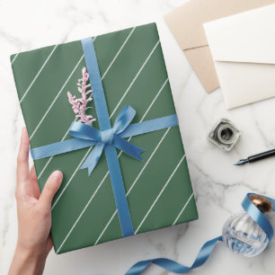 Sage Green Simple Stripes Minimalist Birthday Wrapping Paper