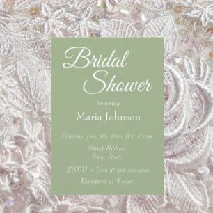 Sage Green Simple Style Bridal Shower Invitation