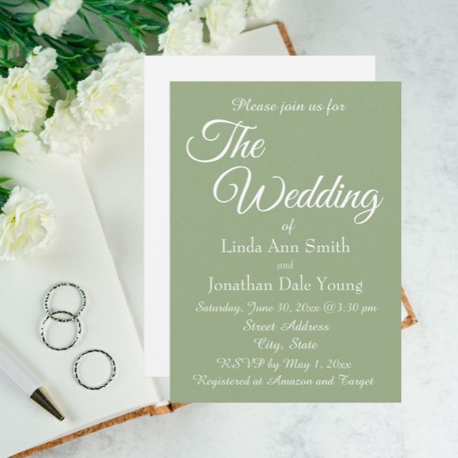 Sage Green Simple Style Wedding Invitation (In Situ Wedding)