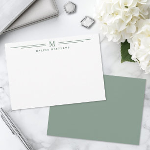 Sage Green Simple Two Border Minimalist Card
