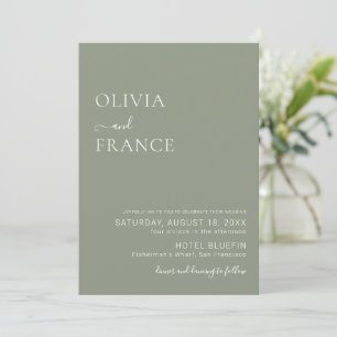 sage green simple wedding Invitation
