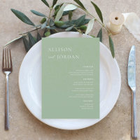 Sage Green Simple Wedding Menu Cards