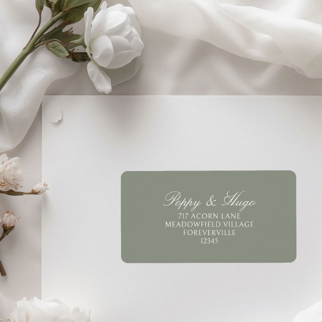 Sage Green | Simple Wedding Return Address  Label (Creator Uploaded)