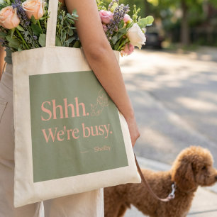 Sage Green Sleeping Poodle Dog Mum Custom Name Tote Bag