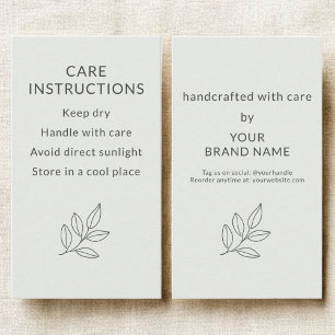 Sage Green Small Business Care Instructions Business Card