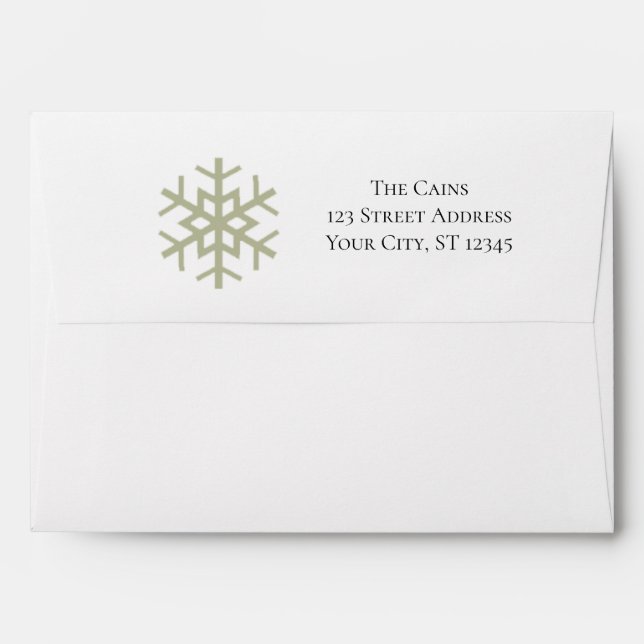 Sage Green Snowflake Custom Envelope (Back (Top Flap))