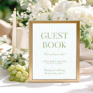 Sage Green & Soft Blue Wedding Guest Book Sign