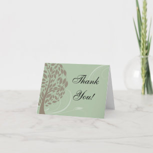 Sage Green, Soft Brown Stylised Eco Tree Thank You