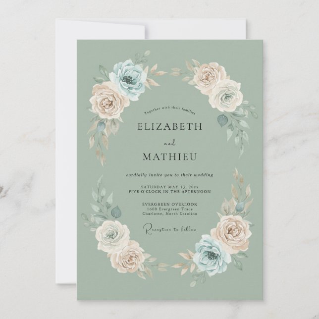 Sage Green Soft Forest Wedding Invitation (Front)